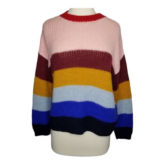 XiRENA Sweater Womens XS Alpaca Apres Ski Taos Alpaca Stripe Crewneck Oversized - Picture 10 of 10